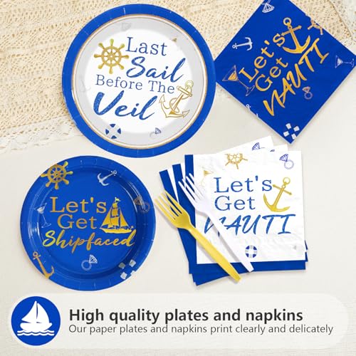96 Pcs Nautical Bachelor Party Plates and Napkins - Grencian