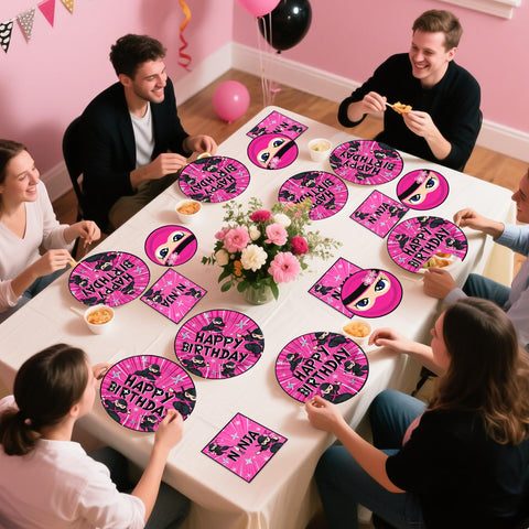 96 Pcs Ninja Girl Birthday Party Plates and Napkins - Grencian