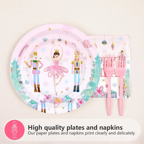 96 Pcs Nutcracker 1st Birthday Party Plates and Napkins - Grencian