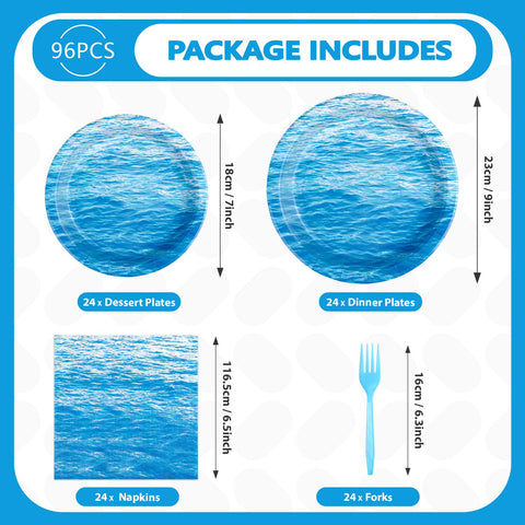 96 Pcs Ocean Sea Party Plates and Napkins - Grencian