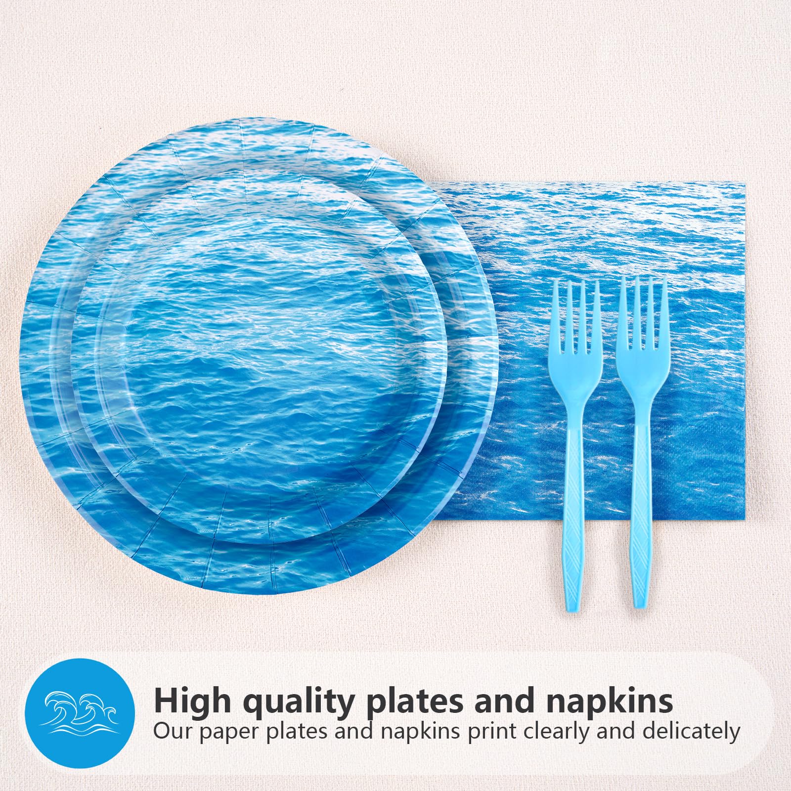 96 Pcs Ocean Sea Party Plates and Napkins - Grencian