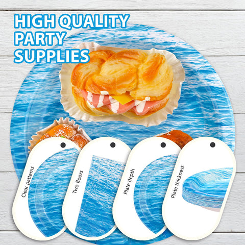 96 Pcs Ocean Sea Party Plates and Napkins - Grencian