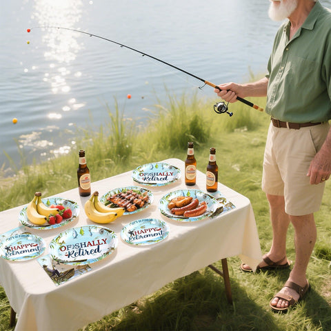 96 Pcs Ofishally Retired Party Plates and Napkins - Grencian