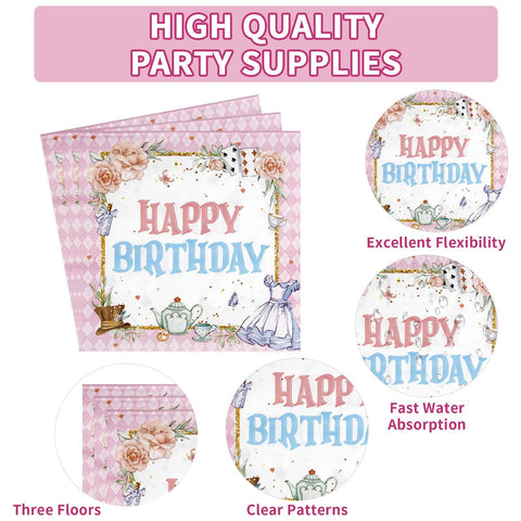 96 Pcs Onederland 1st Birthday Party Plates and Napkins - Grencian
