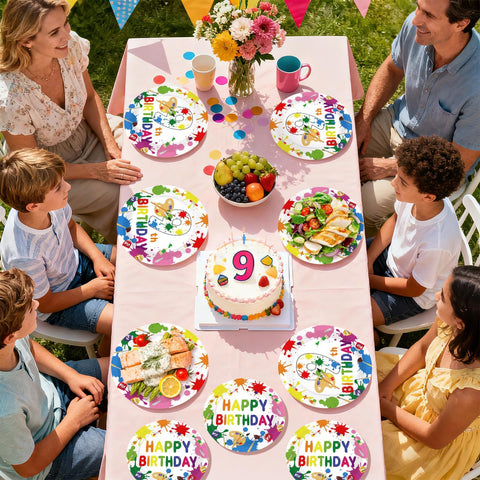 96 Pcs Paint 9th Birthday Party Plates and Napkins - Grencian