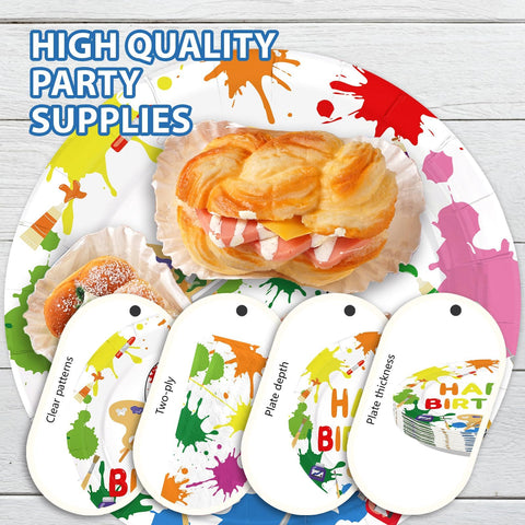 96 Pcs Paint 9th Birthday Party Plates and Napkins - Grencian