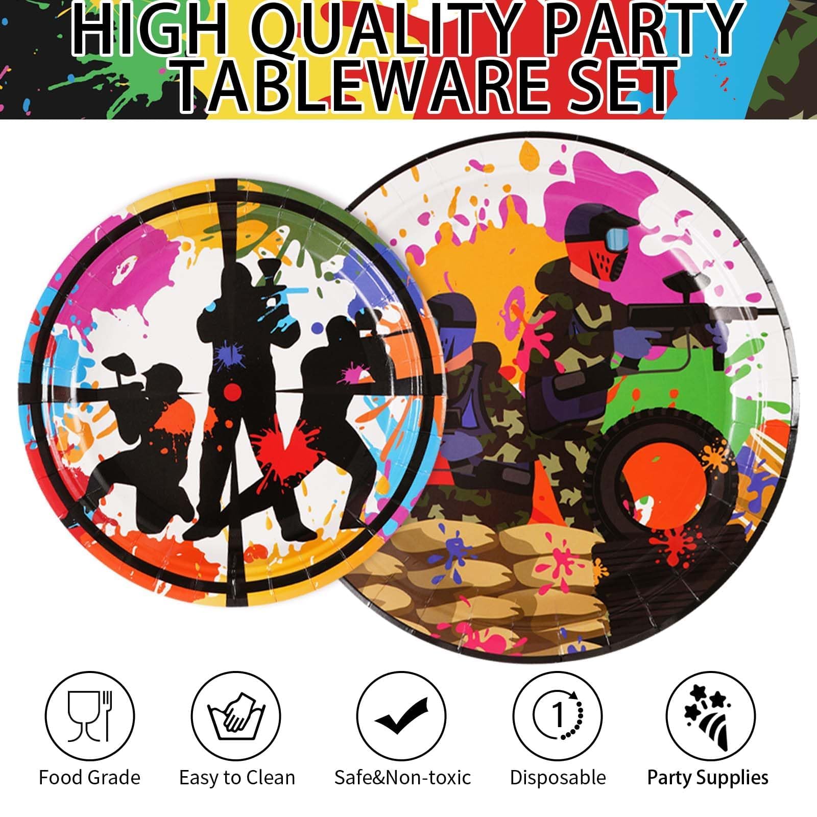 96 Pcs Paintball Party Plates and Napkins - Grencian