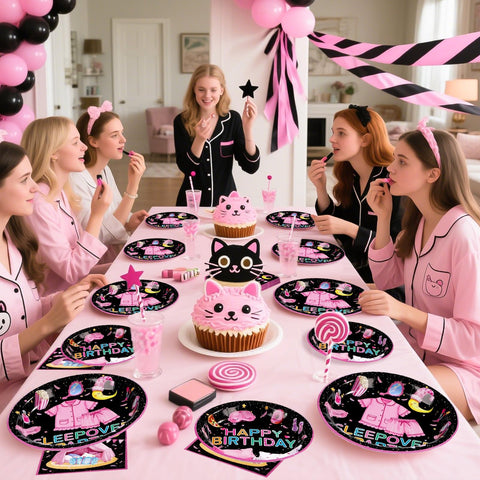 96 Pcs Pajama Birthday Party Plates and Napkins - Grencian