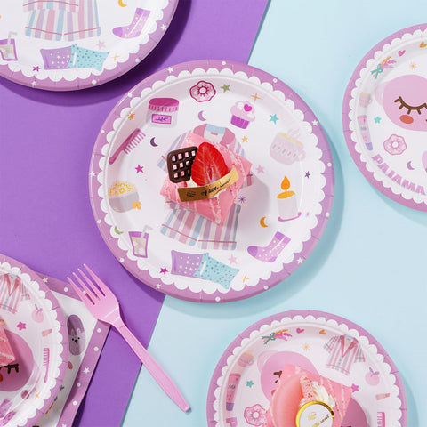 96 Pcs Pajama Party Plates and Napkins - Grencian