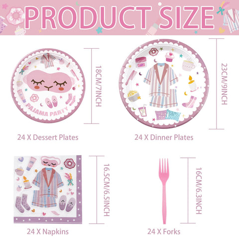 96 Pcs Pajama Party Plates and Napkins - Grencian