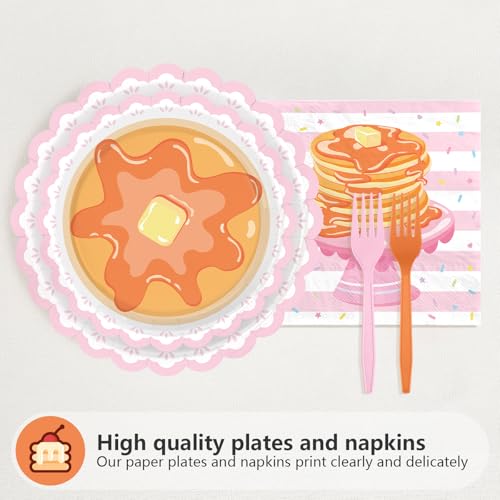 96 Pcs Pancakes Scalloped Party Plates and Napkins - Grencian