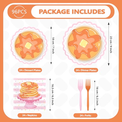 96 Pcs Pancakes Scalloped Party Plates and Napkins - Grencian
