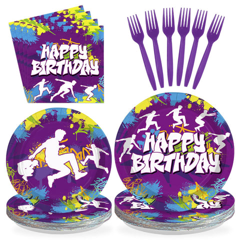 96 Pcs Parkour Birthday Party Plates and Napkins - Grencian