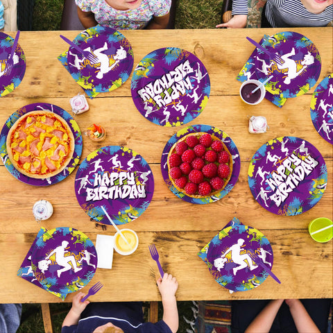 96 Pcs Parkour Birthday Party Plates and Napkins - Grencian
