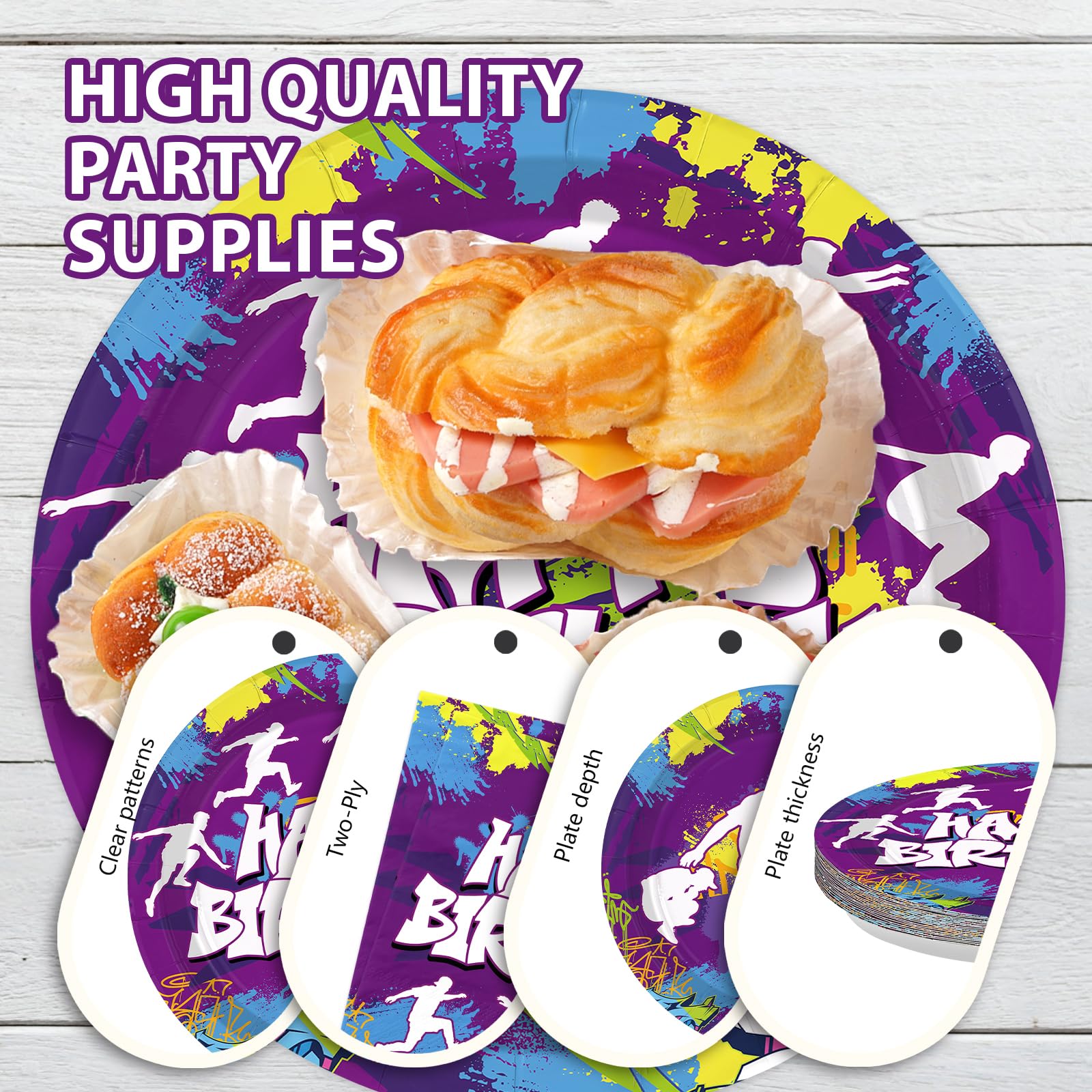 96 Pcs Parkour Birthday Party Plates and Napkins - Grencian
