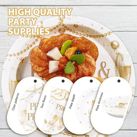 96 Pcs Pearls Bridal Shower Party Plates and Napkins