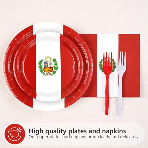 96 Pcs Peru Flag Party Plates and Napkins - Grencian