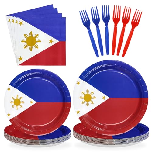 96 Pcs Philippines Flag Party Plates and Napkins - Grencian