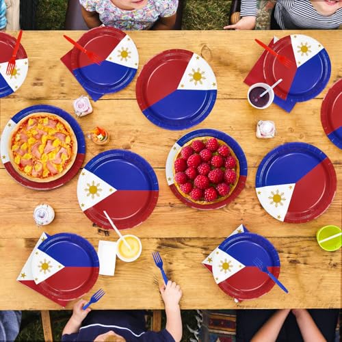 96 Pcs Philippines Flag Party Plates and Napkins - Grencian