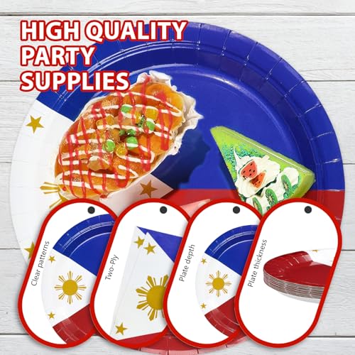 96 Pcs Philippines Flag Party Plates and Napkins - Grencian