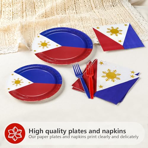 96 Pcs Philippines Flag Party Plates and Napkins - Grencian
