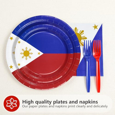 96 Pcs Philippines Flag Party Plates and Napkins - Grencian