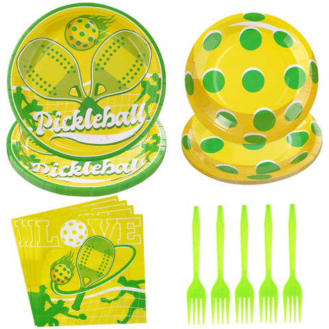 96 Pcs Pickle-ball Party Plates and Napkins - Grencian