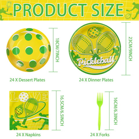 96 Pcs Pickle-ball Party Plates and Napkins - Grencian