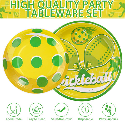 96 Pcs Pickle-ball Party Plates and Napkins - Grencian