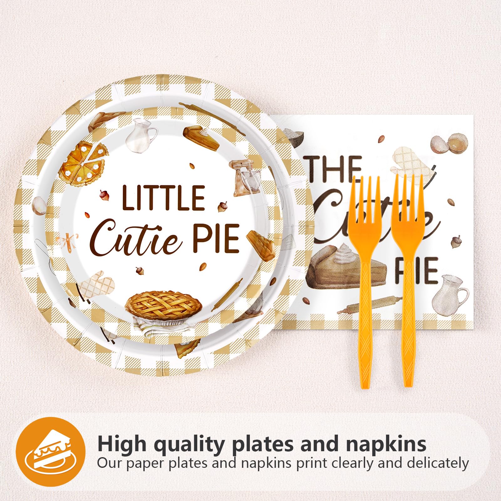 96 Pcs Pie Baby Shower Party Plates and Napkins - Grencian