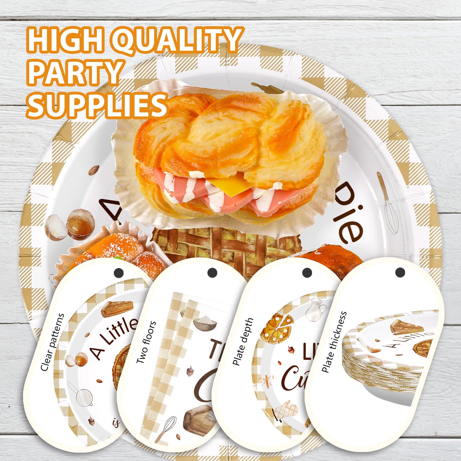 96 Pcs Pie Baby Shower Party Plates and Napkins - Grencian