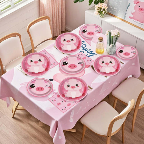 96 Pcs Pig Birthday Party Plates and Napkins - Grencian