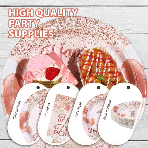 96 Pcs Rose Gold 11th Birthday Party Plates and Napkins