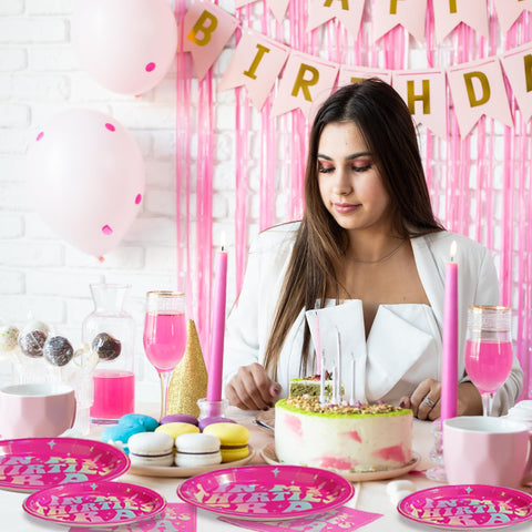 96 Pcs Pink 30th Birthday Party Plates and Napkins - Grencian