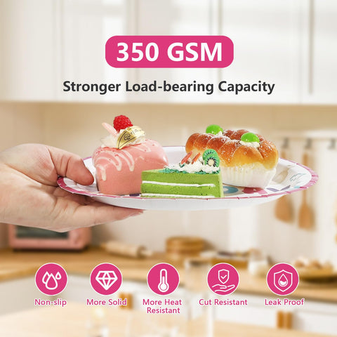 96 Pcs Pink Baking Birthday Party Plates and Napkins - Grencian