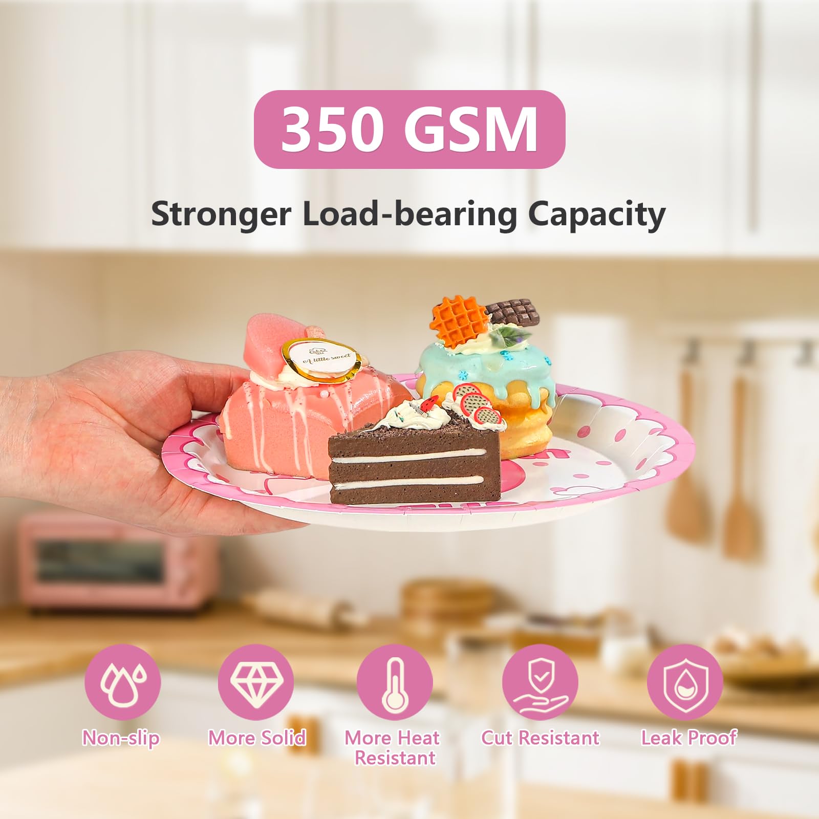 96 Pcs Pink Cat 5th Birthday Party Plates and Napkins - Grencian