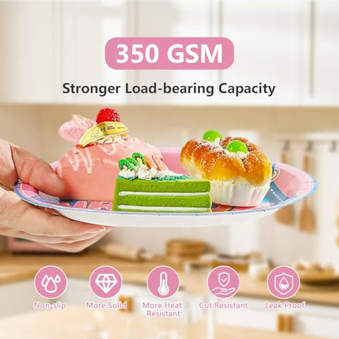 96 Pcs Pink Cowboy Birthday Party Plates and Napkins - Grencian
