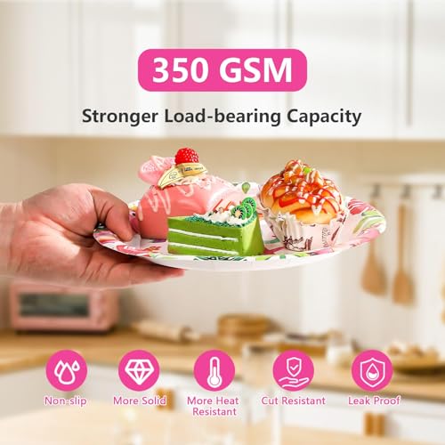 96 Pcs Pink Dinosaur 4th Birthday Party Plates and Napkins - Grencian