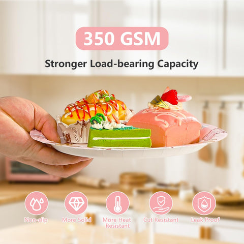 96 Pcs Pink Gingerbread 1st Birthday Party Plates and Napkins - Grencian