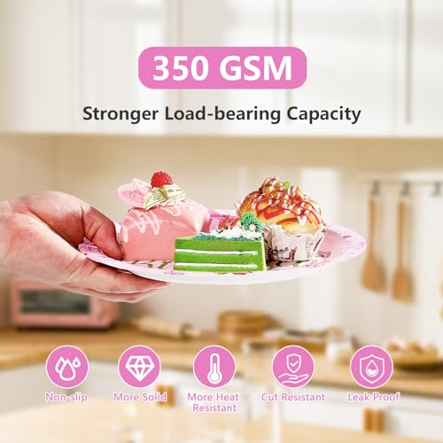 96 Pcs Pink Gingerbread Birthday Party Plates and Napkins - Grencian