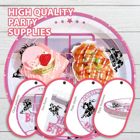96 Pcs Pink Hockey Birthday Party Plates and Napkins