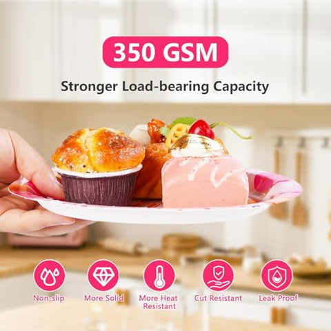 96 Pcs Pink Orange Birthday Party Plates and Napkins - Grencian