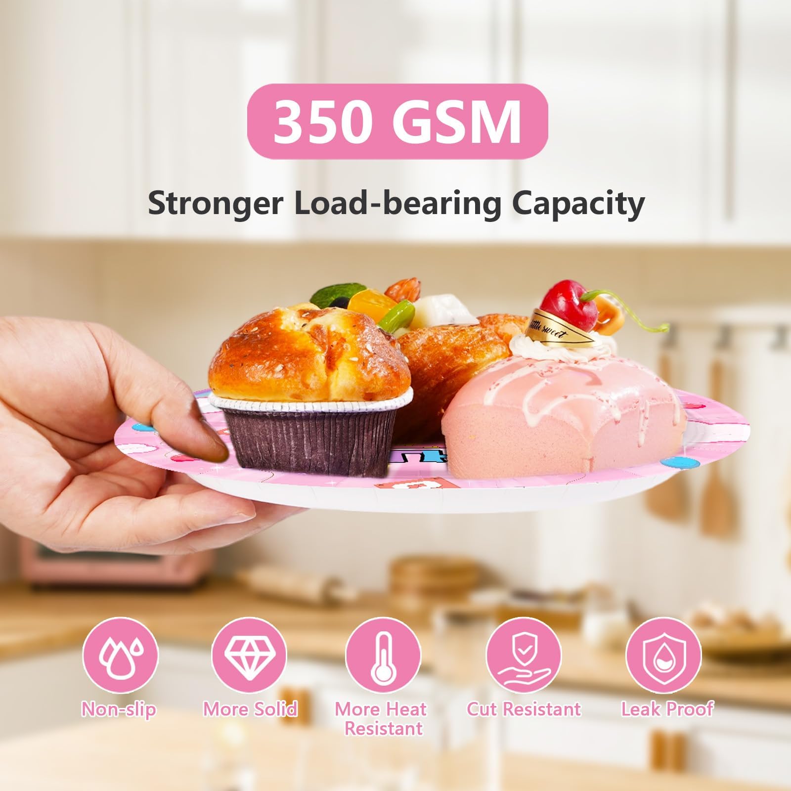 96 Pcs Pink Princess 4th Birthday Party Plates and Napkins - Grencian