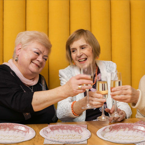 96 Pcs Pink Retirement Party Plates and Napkins - Grencian