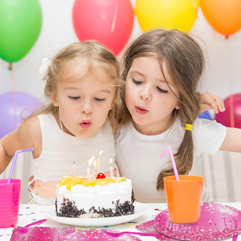 96 Pcs Pink Silver Birthday Party Plates and Napkins - Grencian