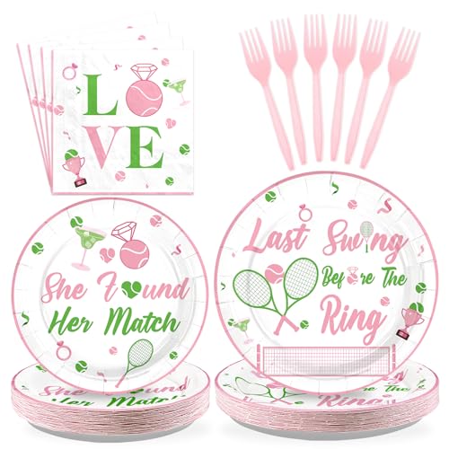 96 Pcs Pink Tennis Party Plates and Napkins - Grencian