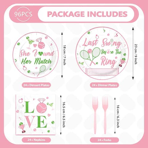 96 Pcs Pink Tennis Party Plates and Napkins - Grencian