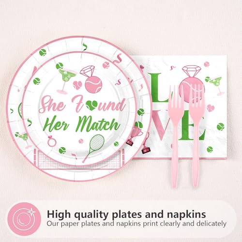 96 Pcs Pink Tennis Party Plates and Napkins - Grencian