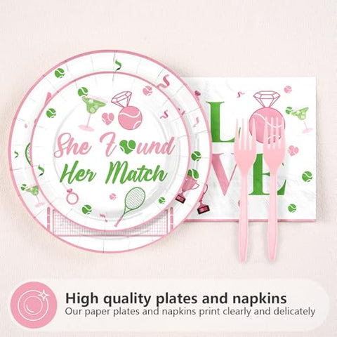 96 Pcs Pink Tennis Party Plates and Napkins - Grencian