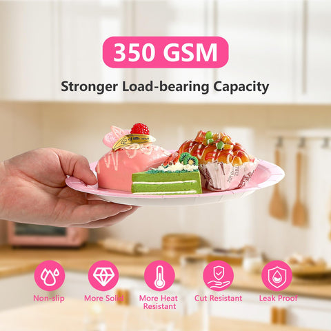 96 Pcs Pink and Black Party Plates and Napkins